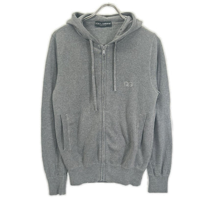 Dolce & Gabbana Gray Cotton Cashmere Zip Up Jacket 46