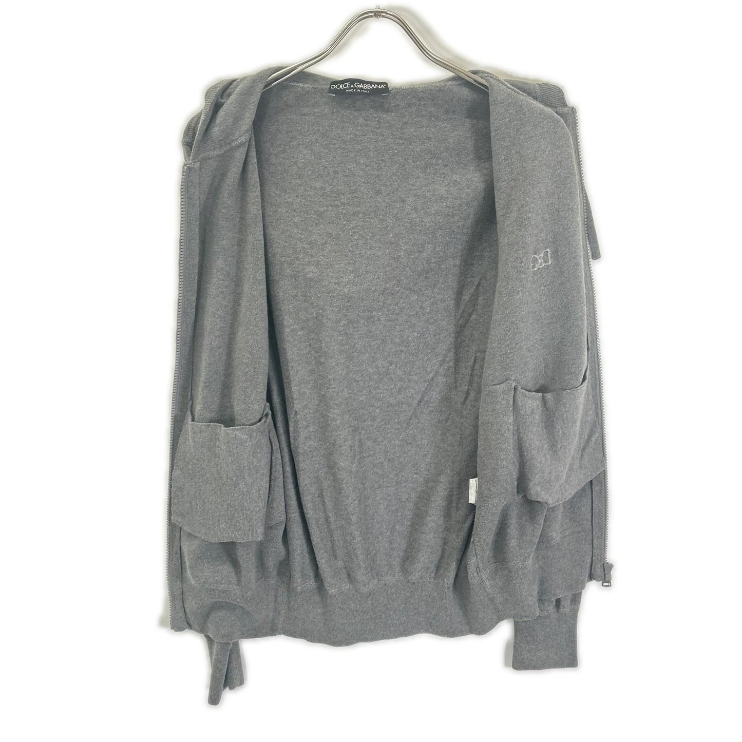 Dolce & Gabbana Gray Cotton Cashmere Zip Up Jacket 46 — view 3