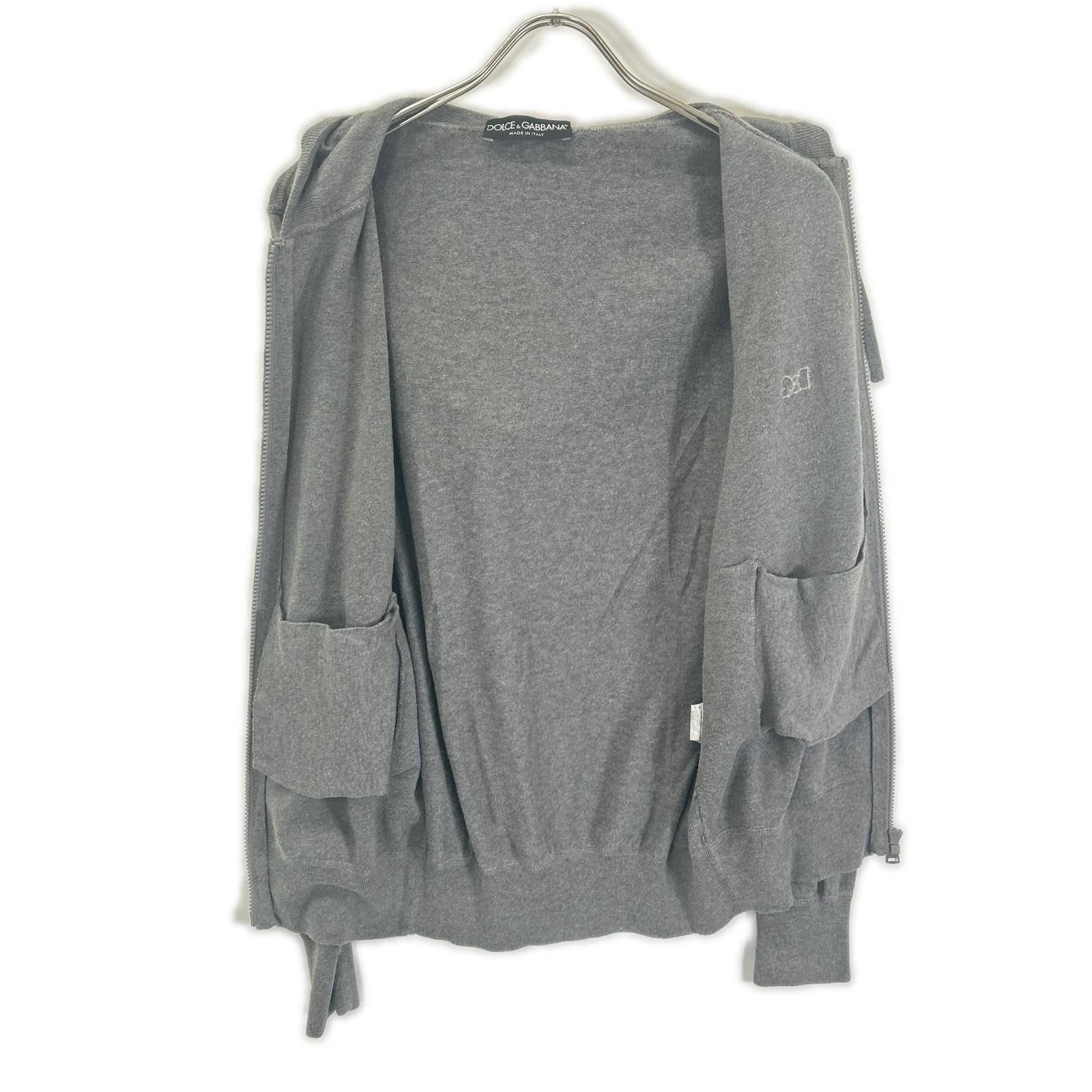 Dolce & Gabbana Gray Cotton Cashmere Zip Up Jacket 46 — view 3