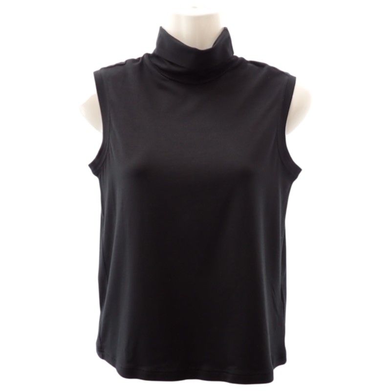 Hermes High Neck Sleeveless Top Silk Black Martin Margiela