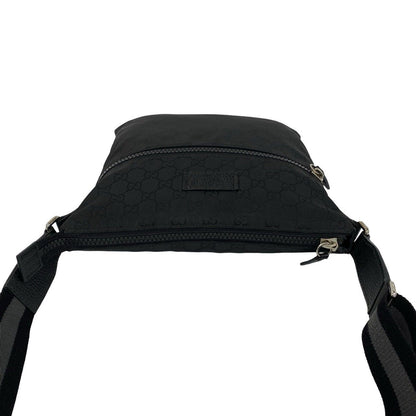 Gucci GG Logo Pattern Canvas Leather Shoulder Bag Crossbody Pochette Black — view 4