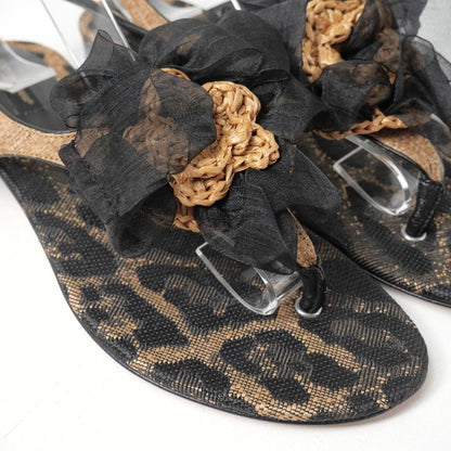 Dolce & Gabbana Sandals Leopard Print Flower Strap Thong Sandals — view 5