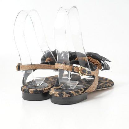 Dolce & Gabbana Sandals Leopard Print Flower Strap Thong Sandals — view 3