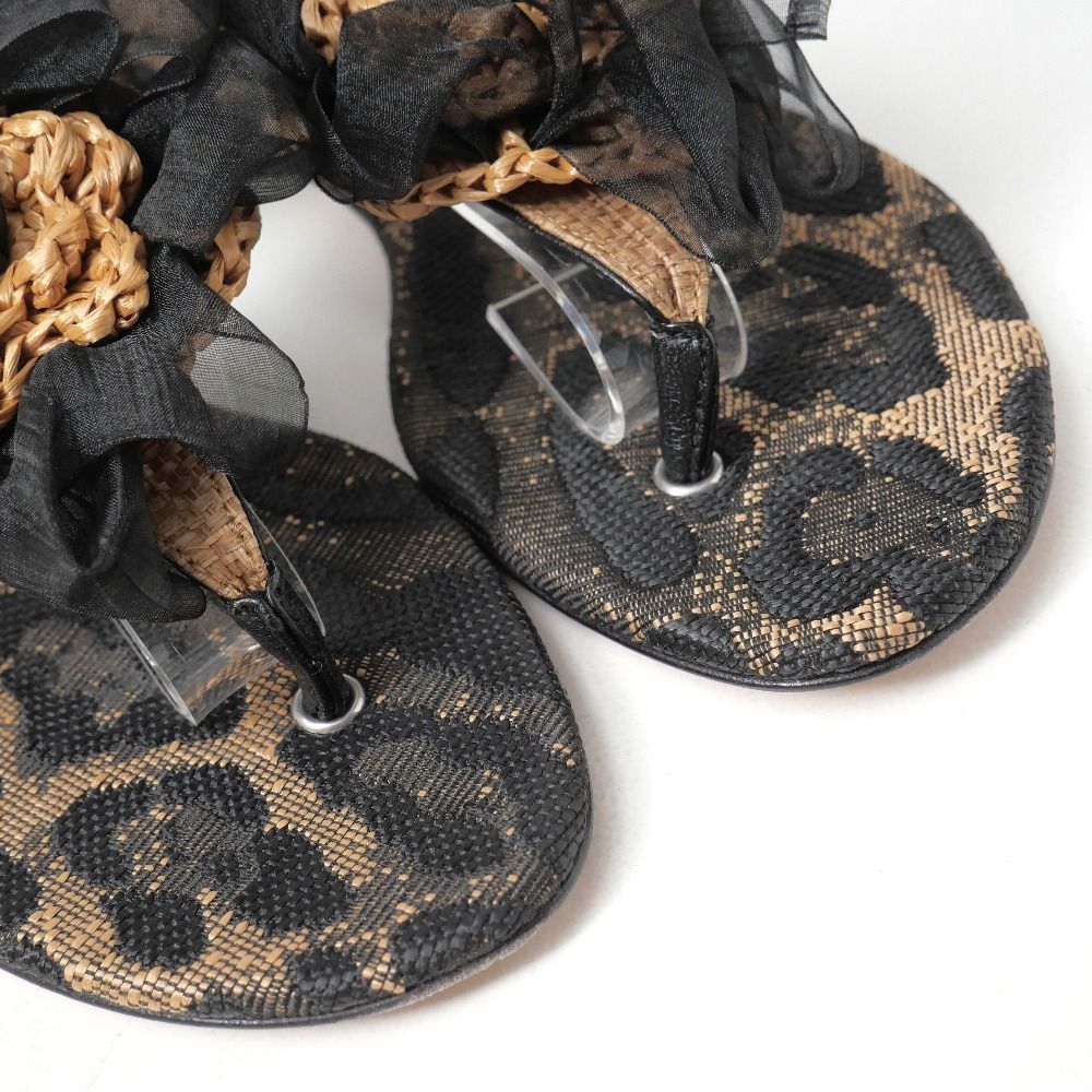 Dolce & Gabbana Sandals Leopard Print Flower Strap Thong Sandals — view 4