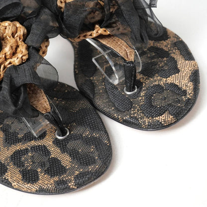 Dolce & Gabbana Sandals Leopard Print Flower Strap Thong Sandals — view 4