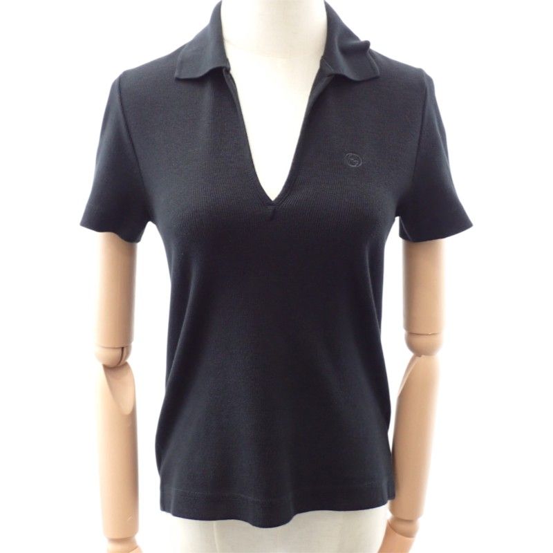 Gucci GG Skipper Polo Shirt Cotton Black Vintage S
