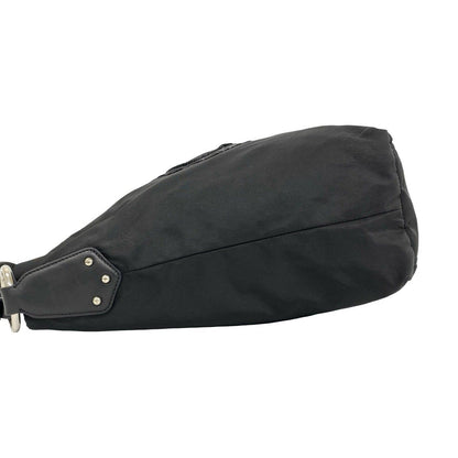 Prada Logo Nylon Leather Shoulder Bag Tote Black — view 5