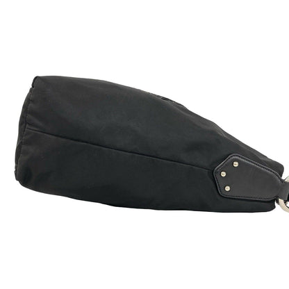 Prada Logo Nylon Leather Shoulder Bag Tote Black — view 6