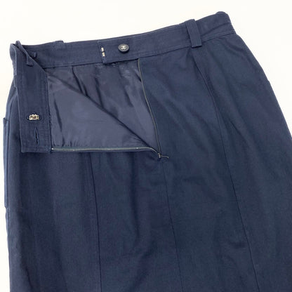 Chanel Cd2 Knee Length Skirt Pencil CC Logo Button Navy Cotton — view 5