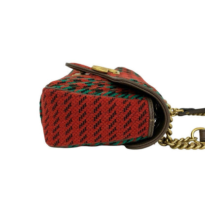 Gucci GG Marmont Logo Tweed Leather Shoulder Bag Semi — view 6