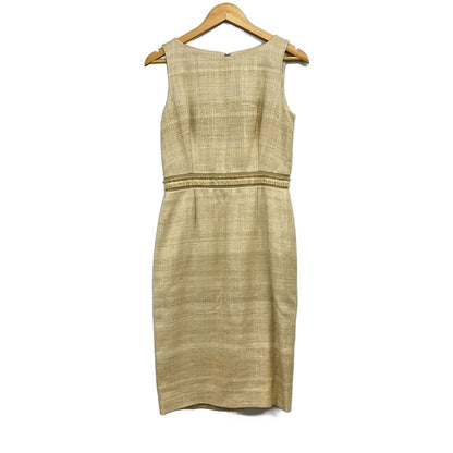 Dior Dress US 6 Beige Sleeveless Knee-length Silk Hemp