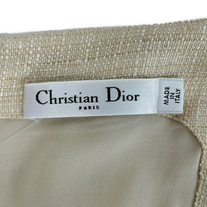 Dior Dress US 6 Beige Sleeveless Knee-length Silk Hemp — view 3