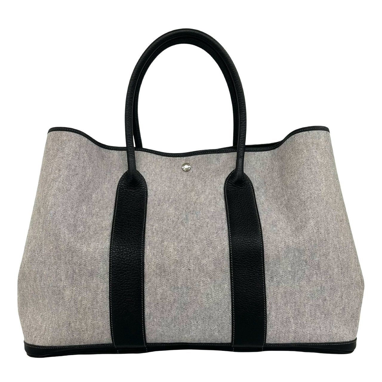 Hermes Garden Party GM Toile H Buffalo Leather Tote Bag Gray Black — view 3