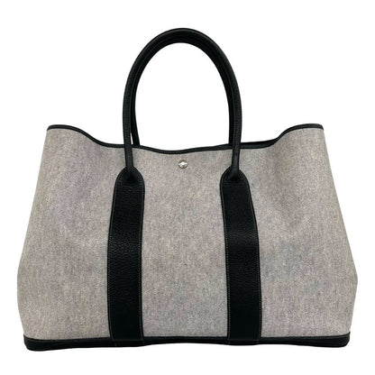 Hermes Garden Party GM Toile H Buffalo Leather Tote Bag Gray Black — view 3