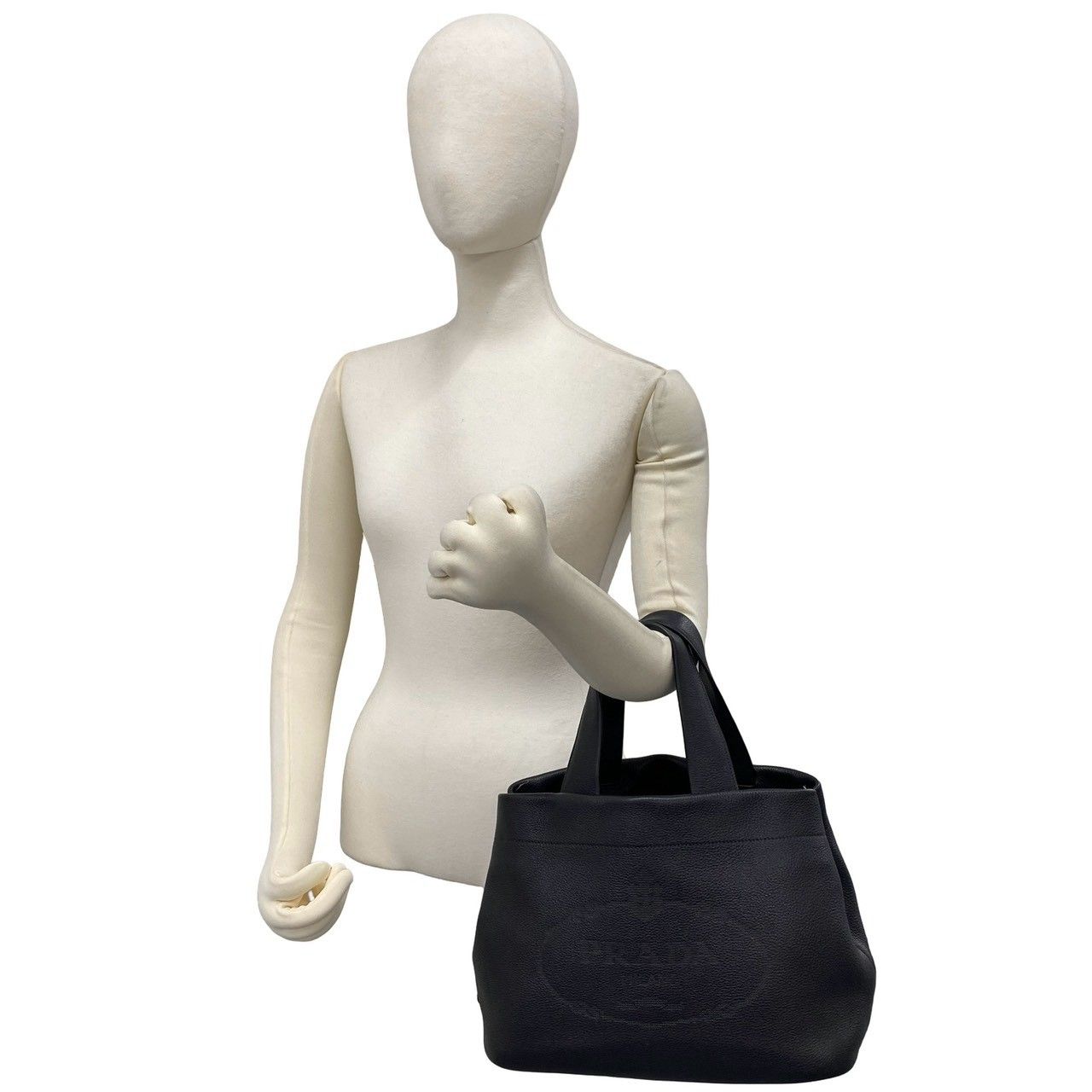 Prada Perforated Leather Handbag Mini Tote Black — view 2