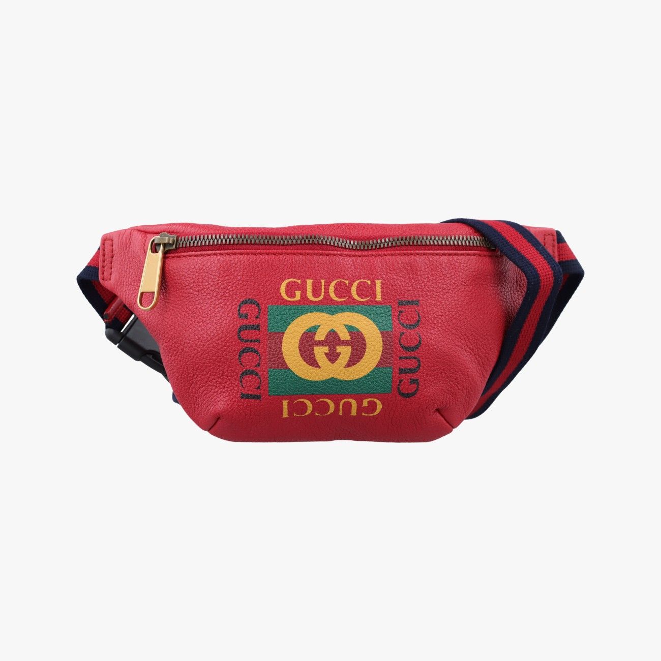 Gucci Print Red Leather Handbag