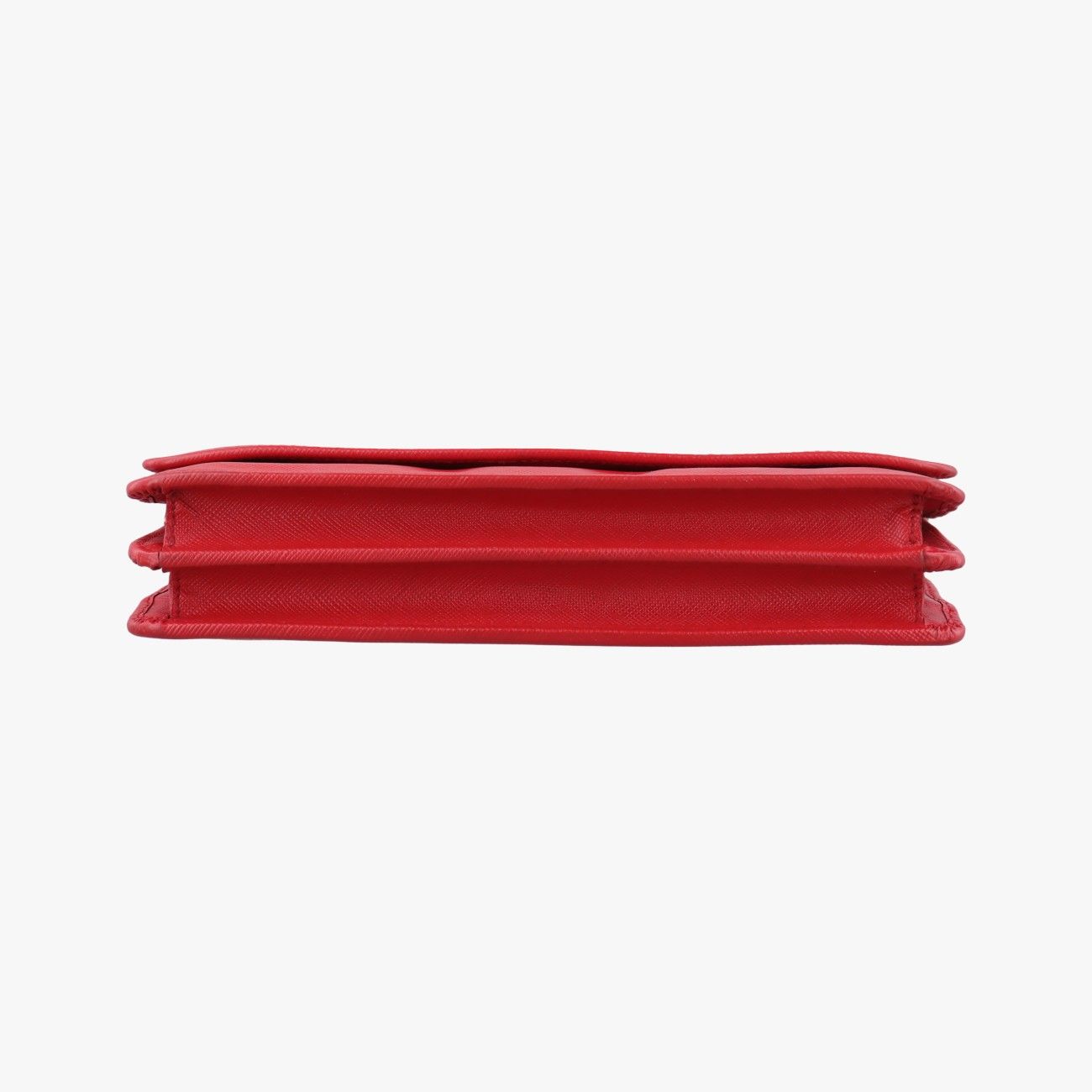 Prada Metal Wallet on Chain Cornflower Clutch Red Saffiano Leather — view 3