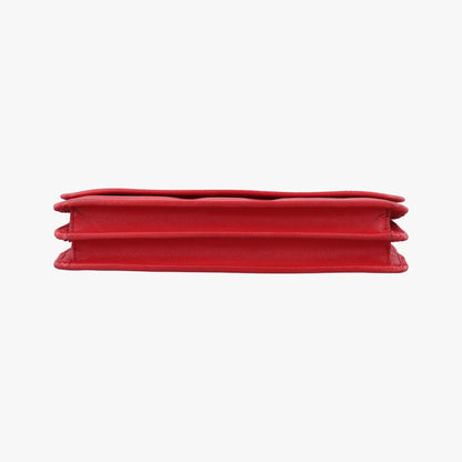 Prada Metal Wallet on Chain Cornflower Clutch Red Saffiano Leather — view 3