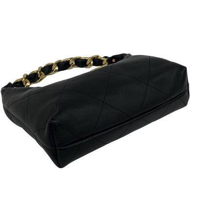 Chanel Hobo CC Logo Leather Shoulder Bag Black — view 7
