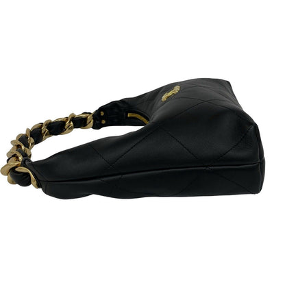 Chanel Hobo CC Logo Leather Shoulder Bag Black — view 5
