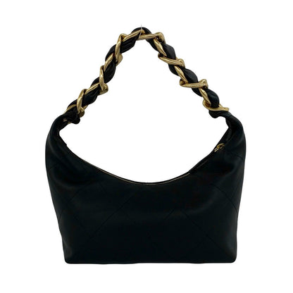 Chanel Hobo CC Logo Leather Shoulder Bag Black — view 3
