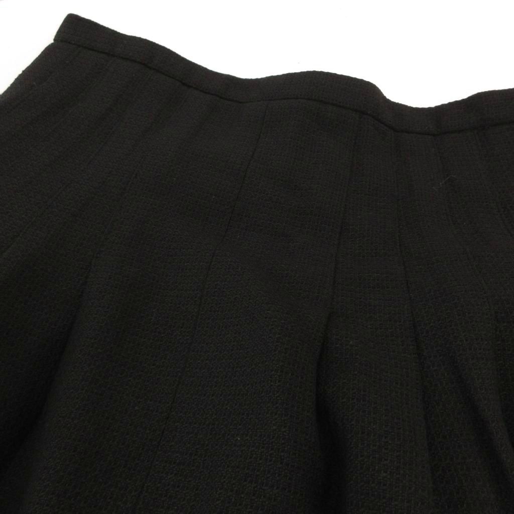 Chanel Tack Skirt Flared Knee Tweed Wool Mixed Black 36 — view 5
