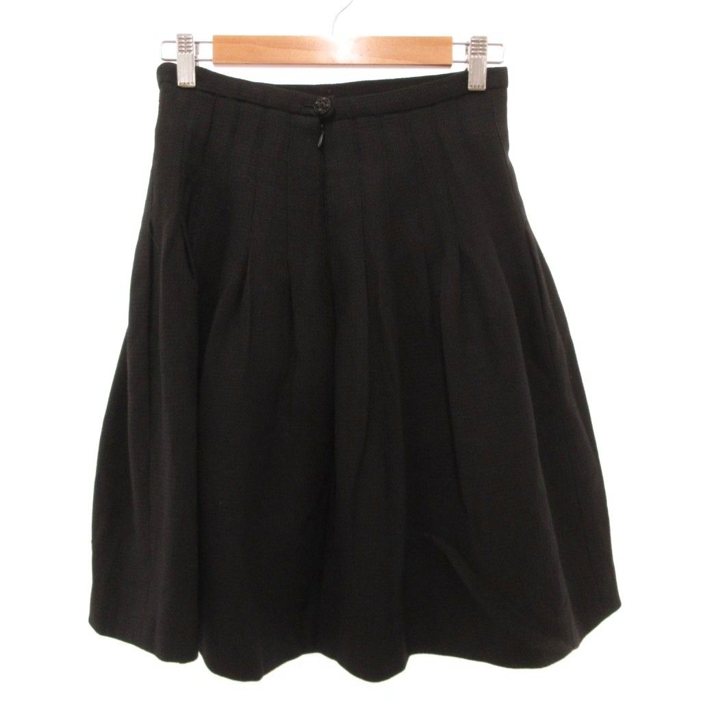Chanel Tack Skirt Flared Knee Tweed Wool Mixed Black 36 — view 2