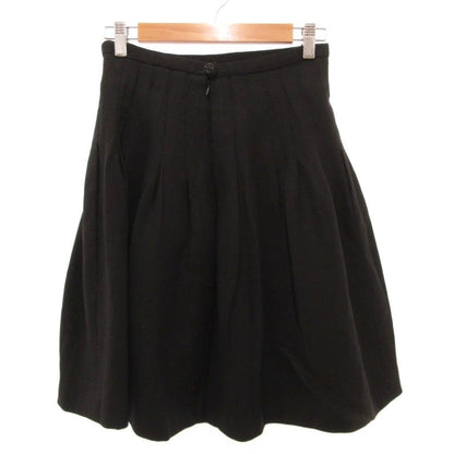 Chanel Tack Skirt Flared Knee Tweed Wool Mixed Black 36 — view 2