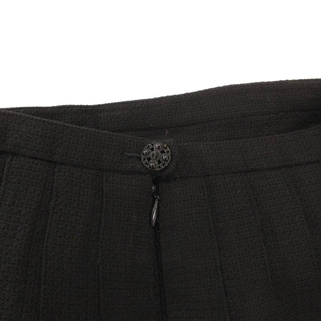 Chanel Tack Skirt Flared Knee Tweed Wool Mixed Black 36 — view 3