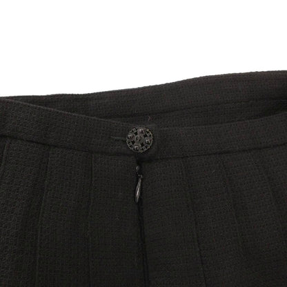 Chanel Tack Skirt Flared Knee Tweed Wool Mixed Black 36 — view 3