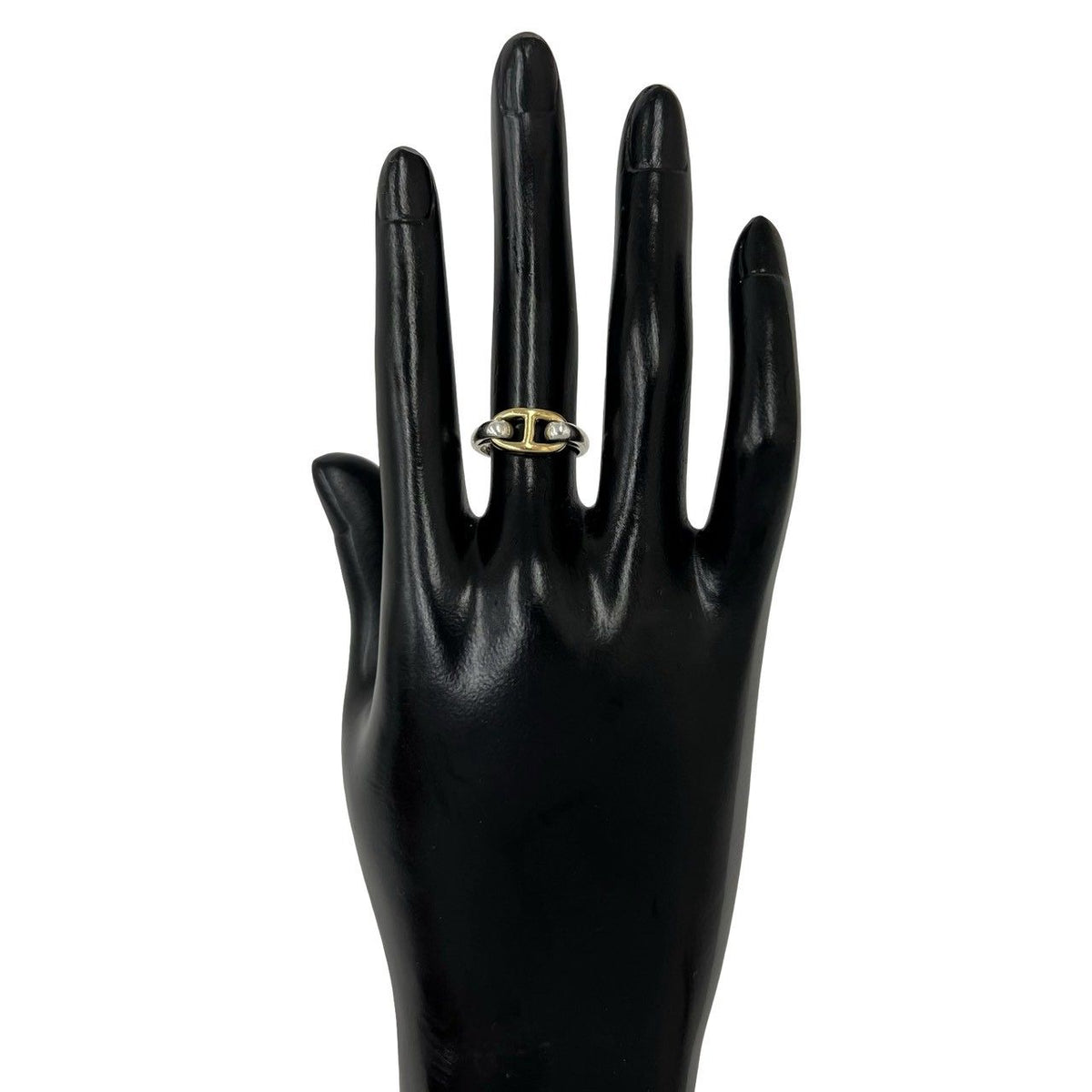 Hermes Vintage Chaine D'ancre Ring Silver Yellow Gold — view 2