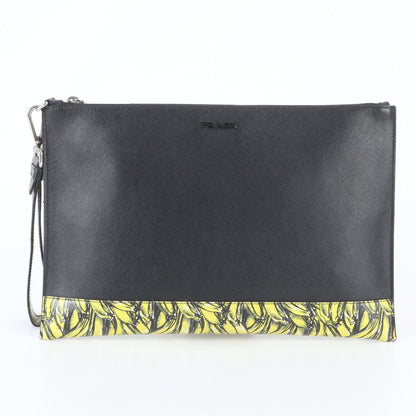 Prada White Saffiano Leather Clutch Pouch Business
