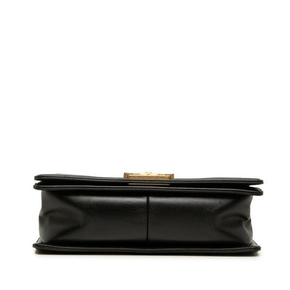 Chanel 25 V-stitch Chevron Chain Shoulder Bag Crossbody Black Gold Caviar — view 3