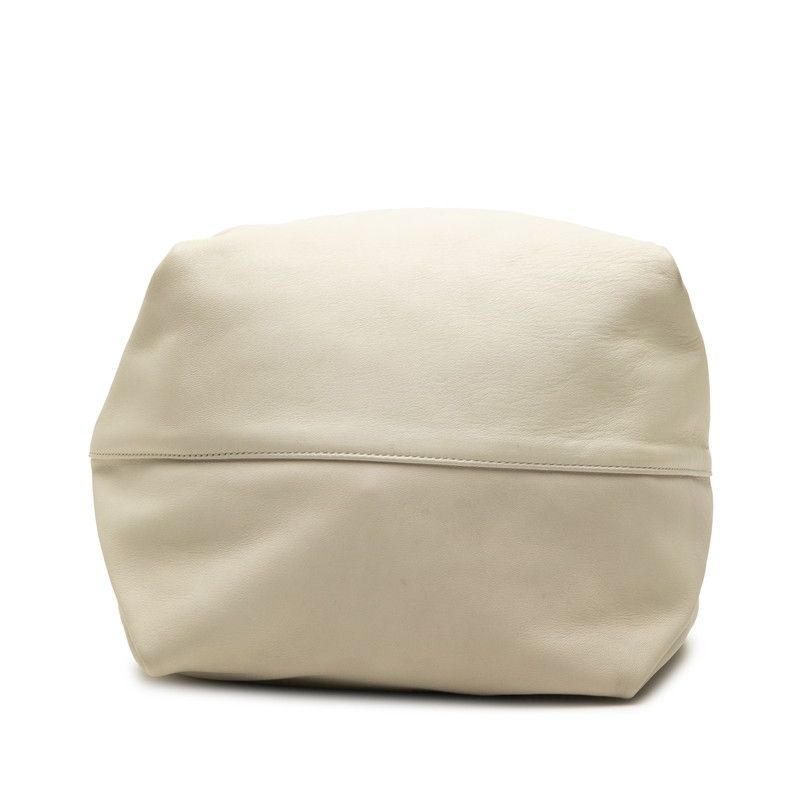 Saint Laurent Logo Drawstring Shoulder Bag Chain Ivory Beige Leather — view 3
