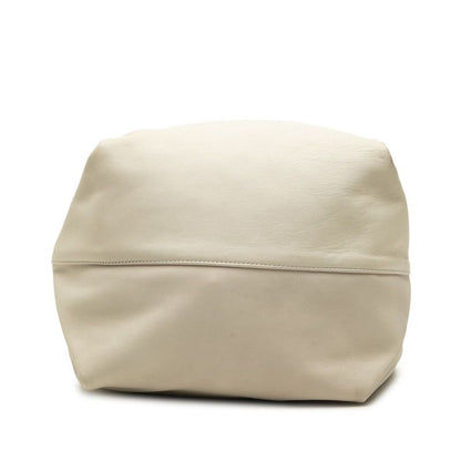 Saint Laurent Logo Drawstring Shoulder Bag Chain Ivory Beige Leather — view 3