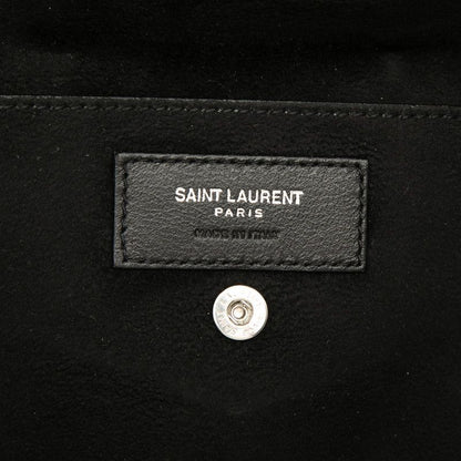 Saint Laurent Logo Drawstring Shoulder Bag Chain Ivory Beige Leather — view 5