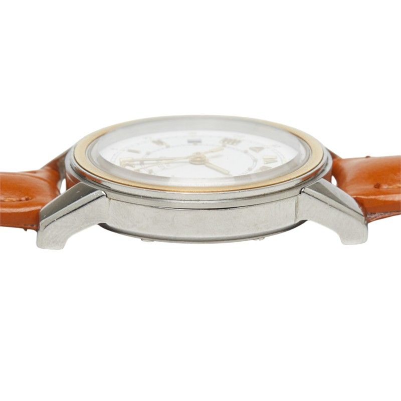 Hermes Carrick Watch White Gold Silver Brown Stainless Steel Leather — view 4