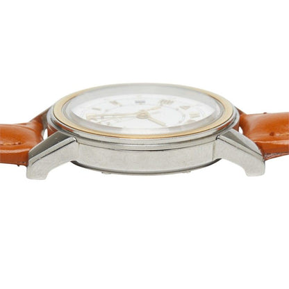 Hermes Carrick Watch White Gold Silver Brown Stainless Steel Leather — view 4