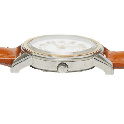 Hermes Carrick Watch White Gold Silver Brown Stainless Steel Leather — view 3