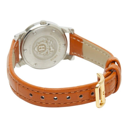 Hermes Carrick Watch White Gold Silver Brown Stainless Steel Leather — view 5