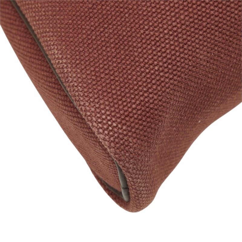 Hermes Sac Ybou PM Tote Bag Wine Red Brown Toile H Leather — view 7