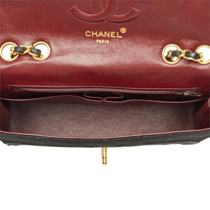 Chanel Vintage Quilted CC Logo Chain Shoulder Bag Black Gold Cotton Leather — view 4