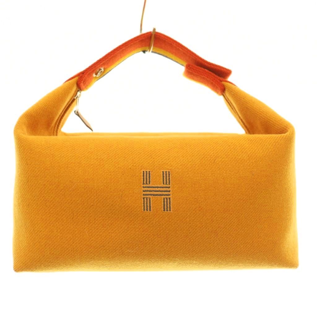 Hermes Brid-a-brac GM Pouch Rocabar Handbag Wool H Logo Orange Brown BB