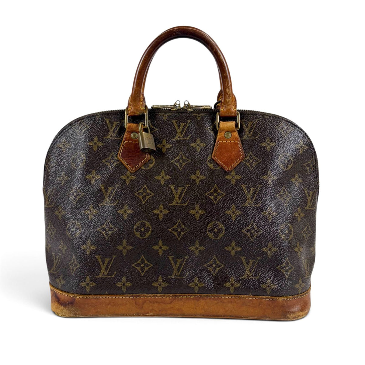 Louis Vuitton Alma PM Handbag Dome Shape Monogram Pattern Brown Lambskin Top — view 2