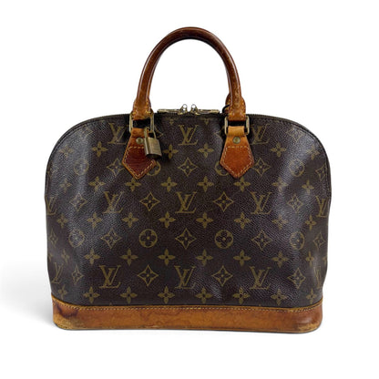 Louis Vuitton Alma PM Handbag Dome Shape Monogram Pattern Brown Lambskin Top — view 2