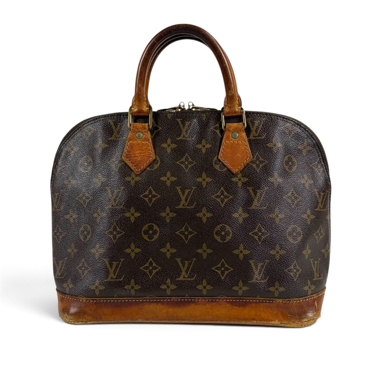 Louis Vuitton Alma PM Handbag Dome Shape Monogram Pattern Brown Lambskin Top — view 3