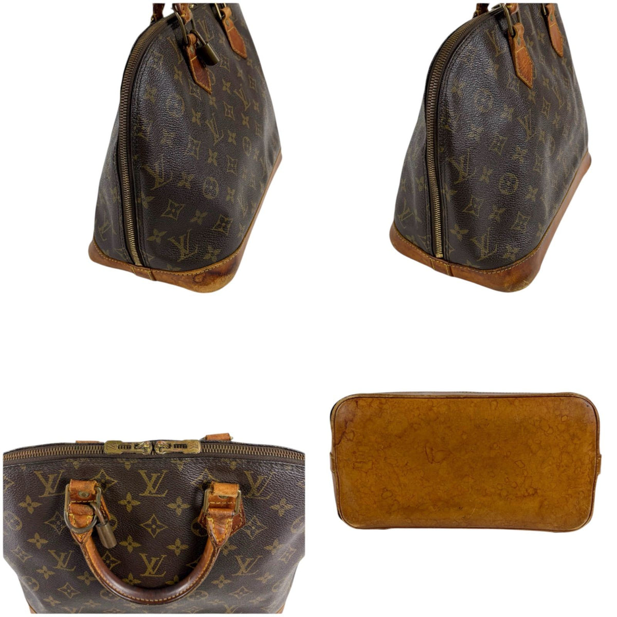 Louis Vuitton Alma PM Handbag Dome Shape Monogram Pattern Brown Lambskin Top — view 4