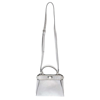 Fendi Peekaboo Mini Selleria Mini Shoulder Bag Silver — view 5