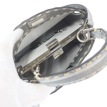 Fendi Peekaboo Mini Selleria Mini Shoulder Bag Silver — view 7