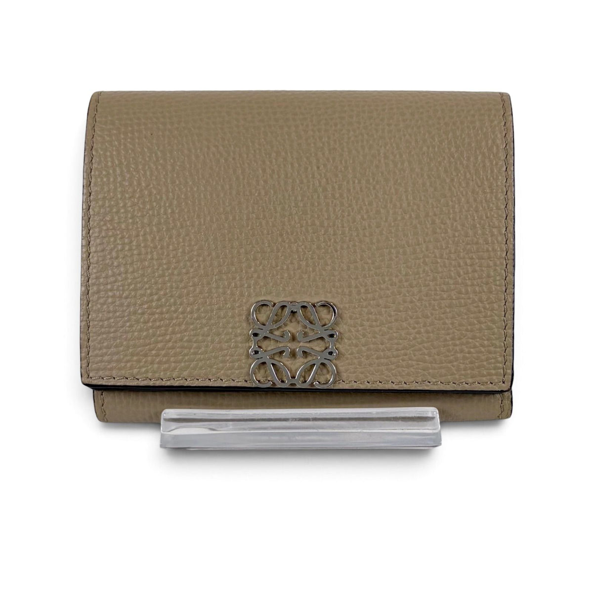 Loewe Anagram Wallet Trifold Vertical Compact Silver Beige — view 3